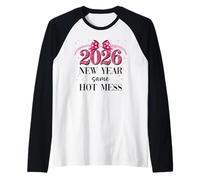 Happy New Year Same Hot Mess 2026 New Year Coquette Pink Bow Manche Raglan