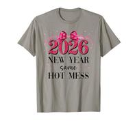 Happy New Year Same Hot Mess 2026 New Year Coquette Pink Bow T-Shirt
