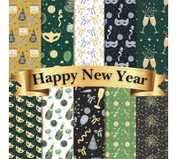Happy New Year Scrapbook Paper Craft Pad: 10 NYE Celebration Designs, 20 Double-Side Sheets. Printed on 8.5"x8.5" Size Paper With Premium Color. ... Decoupage, Album, Cardstock, DIY Project Etc