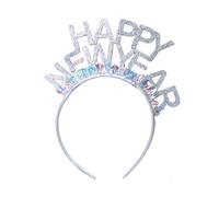 Happy New Year - Serre-tête pour le Nouvel An - Décoration à paillettes - Argenté - Pour adultes - Accessoire de bandeau pour le Nouvel An - Costume de couronne pour enfants - Argenté