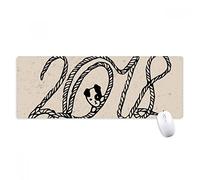 Happy New Year String 2018 Tapis de Souris antidérapant Grand Format étendu Motif Bords titrés