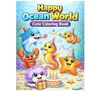Happy Ocean World: Cute Coloring Book for Kids Ages 3-7 - Fun and Easy Ocean Animals Coloring Pages: 26 Adorable Underwater Animals to Color - Perfect for Preschool and Early Elementary Kids