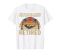 Happy on Mondays Hamac de Retraite drôle T-Shirt Graphique avec Valeur, Homme, Blanc, S