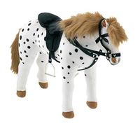 Happy People - 58980 - Peluche - Cheval Pommelé - Debout avec Selle et Bride - Blanc/Noir