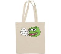 Happy Pepe The Frog Be Nice Man Sac fourre-tout en coton naturel Blanc