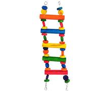 Happy Pet Échelle de Jeu pour Oiseaux Jouet d'escalade Perchoir en Bois Durable à Suspendre Amusant Interactif Cage de Jeu Accessoire pour perroquets Calopsittes 69 cm