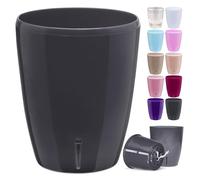 Happy Plants Pot à orchidées, diamètre : 12,5 cm, avec indicateur de niveau d'eau intégré, pot de fleurs auto-arrosage avec mèche, système d'auto-irrigation pour orchidées, anthracite, 1,3 l