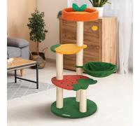 Happy & Polly Arbre à Chat Mignon - Tour à Chat Fruit World de 102,9 cm pour Chats d'intérieur, abri à Chat avec griffoirs en sisal, hamac Confortable, perchoirs en Peluche, Arbre à Chat pour Chaton,