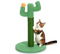 Happy & Polly Cactus Griffoir pour Chat 50 cm - Poteau en Corde de Tissu Résistant Jute Naturel - Grattoir Base Stable pour Chatons et Chats Adultes d'Intérieur - Vert