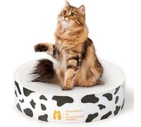 Happy&Polly Griffoir pour Chat en Carton - Lit Rond pour Chat Planche Gratter 2 côtés - Protection Contre Les Griffures pour Meubles Canapé Mural - Blanc