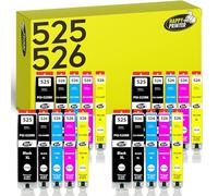 Happy Printer 20 XL Cartouches compatibles avec Canon PGI-525 / CLI-526 pour Pixma IP4850 IP4950 IX6550 MG5140 MG5150 MG5240 MG5250 MG5300 MG5340 MG5350 MX715 MX885 MX895