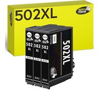 Happy Printer 3 Cartouches d'encre Compatible avec Epson 502XL Noir pour WF2860 WF2860dwf WF2865 WF2865dwf WF2880 WF2880dwf WF2885 WF2885dwf XP5100 XP5105 XP5115 XP5150 XP5155