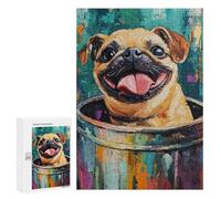Happy Pug in Bucket Painting Puzzle 1000 Pièces Educa Jouet en Bois Cadeau Unique Décoration Intérieure Jeu Éducatif Challenge Toy Adultes Et Enfants À Partir De 14 Ans 300 PCS