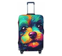 Happy Puppy in The Style Housse de protection élastique pour valise de voyage Motif imprimé anti-rayures, Noir , S