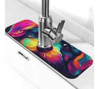 Happy Puppy in the Style Tapis de robinet pour évier de cuisine, tapis de séchage super absorbant pour évier de cuisine, salle de bain, café, bar, cadeau décoratif (38,1 x 14 cm)