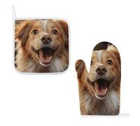 Happy Puppy Lot de 2 maniques en coton résistant à la chaleur avec boucles de suspension, maniques de cuisine antidérapantes pour cuisine, pâtisserie, protection de comptoir