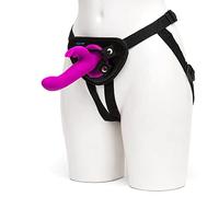 Happyrabbit Harnais Strap-On Lapin vibrant 18 cm rechargeable violet