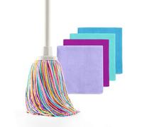 Happy Rainbow - Balai serpillère avec 4 Chiffons en Microfibre recyclée Set de Nettoyage Durable pour la Maison et Tous Types de Surfaces Super absorbantes et résistantes Édition Sunset