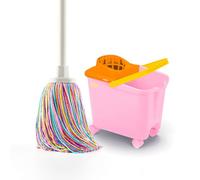 Happy Rainbow Balai serpillère avec Seau essoreur de 14 l et Roues rotatives Kit de Nettoyage Durable en Microfibre recyclée Idéal pour la Maison et Les sols