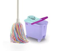Happy Rainbow Balai serpillère avec Seau essoreur de 14 l et Roues rotatives Kit de Nettoyage Durable en Microfibre recyclée Idéal pour la Maison et Les sols