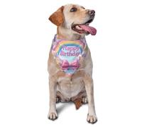 Happy Rainbow Birthday Écharpe triangulaire pour animaux de compagnie avec imprimé graphique pour chiens et chats, bandana mignon réglable pour animaux de compagnie et séances photo