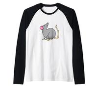 Happy Rat Rongeur Souris Animal Domestique Queue Grise Manche Raglan
