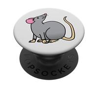 Happy Rat Rongeur Souris Animal Domestique Queue Grise PopSockets PopGrip Adhésif