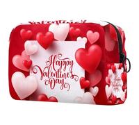 Happy Red Love Trousse de maquillage pour femme avec fermeture éclair, multicolore, 18.5x7.5x13cm/7.3x3x5.1in, Trousse de toilette