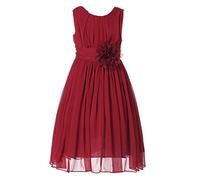 HAPPY ROSE Mousseline Robe de Fille d'honneur Junior Robes de soirée de Bal Vin 12 Ans