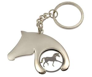 Happy Ross 902113 Horse Head Trolley Monnaie/Porte-clés Mixte, Argenté, 5 cm