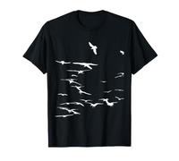 Happy Seagulls Flying in The Sky Silhouette Blanche T-Shirt