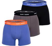Happy Shorts Boxer Homme, Lot de 3 - Jersey rétro, ceinture logo violet/noir/gris 2XL