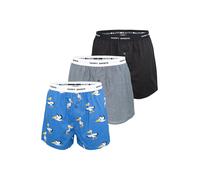 Happy Shorts Boxers bleu / gris chiné / noir / blanc, Taille S