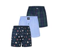 Happy Shorts Boxers 'Christmas' bleu clair / bleu foncé / vert foncé / rouge, Taille L