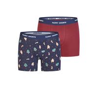 Happy Shorts Boxers 'Christmas' bleu marine / mélange de couleurs / bordeaux, Taille S