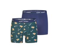 Happy Shorts Boxers 'Christmas' bleu marine / noisette / vert foncé, Taille XL