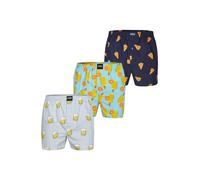 Happy Shorts Boxers marine / jaune foncé / gris clair / menthe, Taille XL