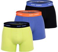Happy Shorts Caleçon boxeur pour hommes, 3er Pack - Retro Jersey, Logobund Lila/Schwarz/Lime 2XL