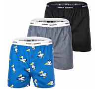 Happy Shorts Homme Bermudas à Rayures, 3er Paquet - Américain Boxer, Jean