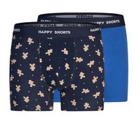 HAPPY SHORTS Lot de 2 caleçons boxeurs homme (bleu/bleu foncé, L)
