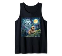 Happy Sloth Howling at The Moon Night Sky Animal Art Débardeur
