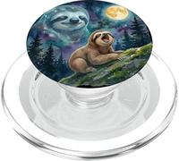 Happy Sloth Howling at The Moon Night Sky Animal Art PopSockets PopGrip pour MagSafe