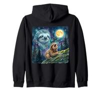 Happy Sloth Howling at The Moon Night Sky Animal Art Sweat à Capuche