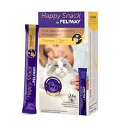 Happy Snack by FELIWAY - Boîte de 24 Sticks au goût Poulet. Relaxez Votre Chat Autour d'un Moment de complicité Présenté sous Forme de friandise onctueuse.