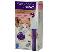 Happy Snack By FELIWAY - Boîte de 24 sticks au goût saumon. Relaxez votre chat autour d'un moment complicité . Présenté sous forme friandise onctueuse. Liquide 24x15 g