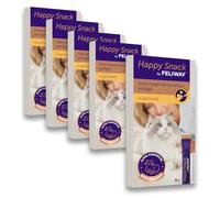 Happy Snack by FELIWAY - Pack de 5 boits - Friandise Onctueuse Relaxante pour Chat - Appréciée par 86% des Chats - sans Somnolence - Au Poulet - 30 Sticks de 15g