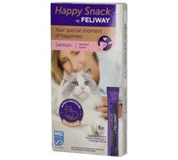 Happy Snack by FELIWAY - Boîte de 6 Sticks au goût Saumon. Relaxez Votre Chat Autour d'un Moment de complicité Présenté sous Forme de friandise onctueuse.