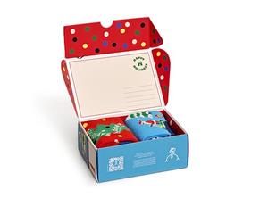 Happy Socks 2-Pack Happy Holidays, chaussettes de Noël pour homme et femme, coffret cadeaux avec des chaussettes chaudes imprimés à neige taille 36-40