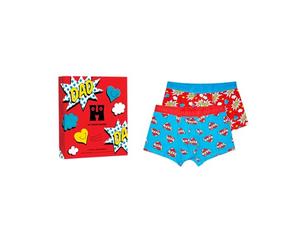 Happy Socks 2-Pack Super Dad Short Boxers Gift Set, Blue, Red, Extra Large (Lot de 2) Men's