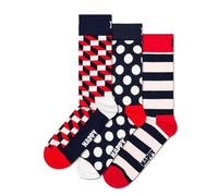 Happy Socks 3-Pack Classic Filled Optic Socks Chaussettes, Multicolore, 36-40 (Lot de 3) Unisex